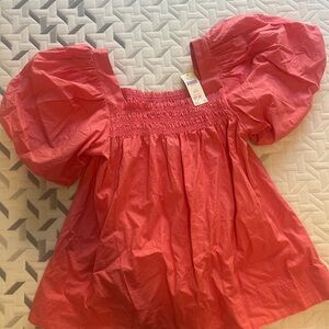 Anthropologie Puff Sleeve Top in Coral